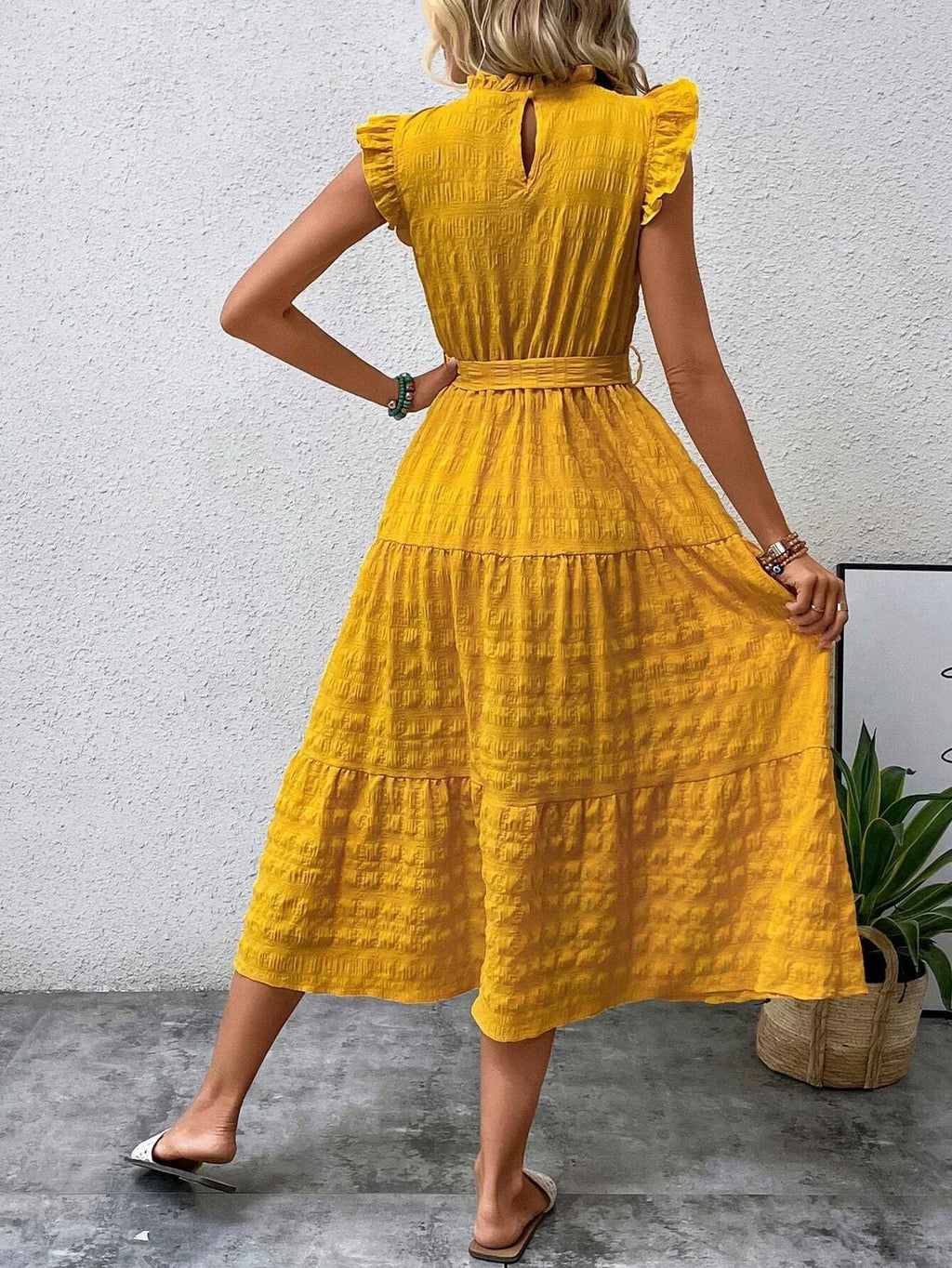 Valenzora | Cotton dress with ruffled sleeves