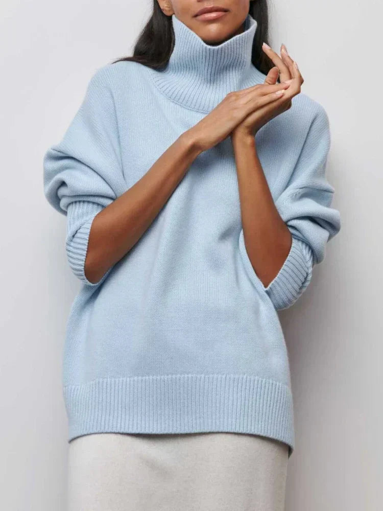 Oversized knitted turtleneck sweater