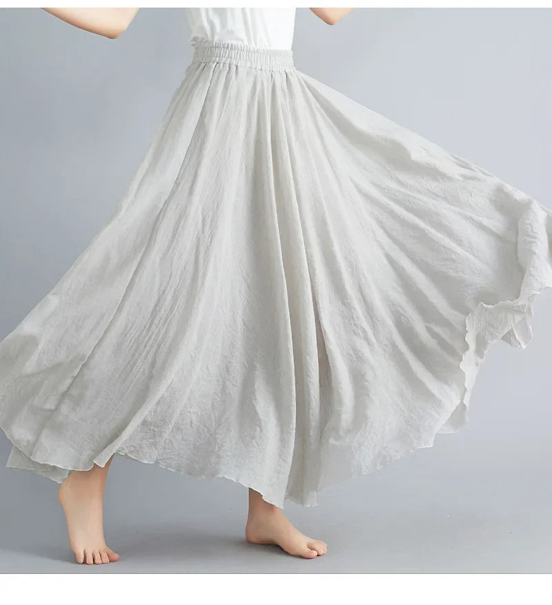 Valenzora | Fashion Cotton Linen Clothing Women's Skirts Maxi Y2K Elegant Beach Saia Ropa Mujer Casual Dress Boho Long Skirts Faldas Harajuku