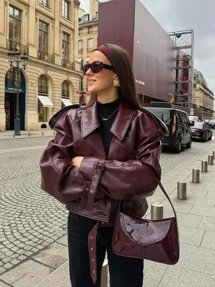 Valenzora | Short leather jacket for women
