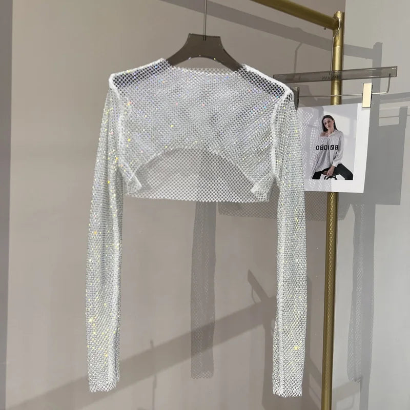 Valenzora | Diamond Long Sleeve Mesh Top