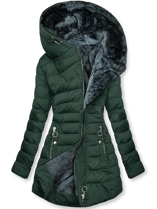 Valenzora - Women's winter coat - With fur collar, hood and zipper