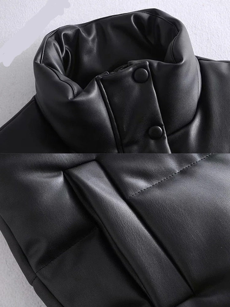 Valenzora Leather Jackets for Women | Elegant Stand-Up Collar Vests | Fashionable Zip-Up Jackets