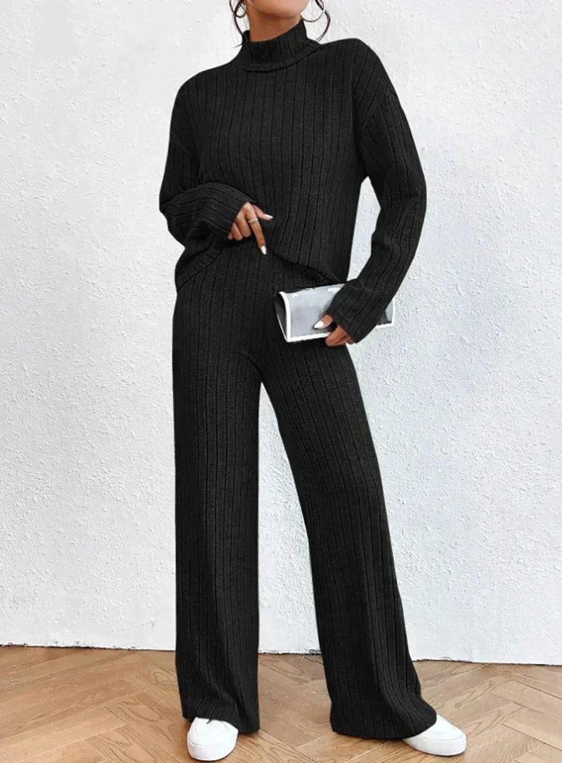 Darlene™ - Knit trousers and roll-neck sweater for women