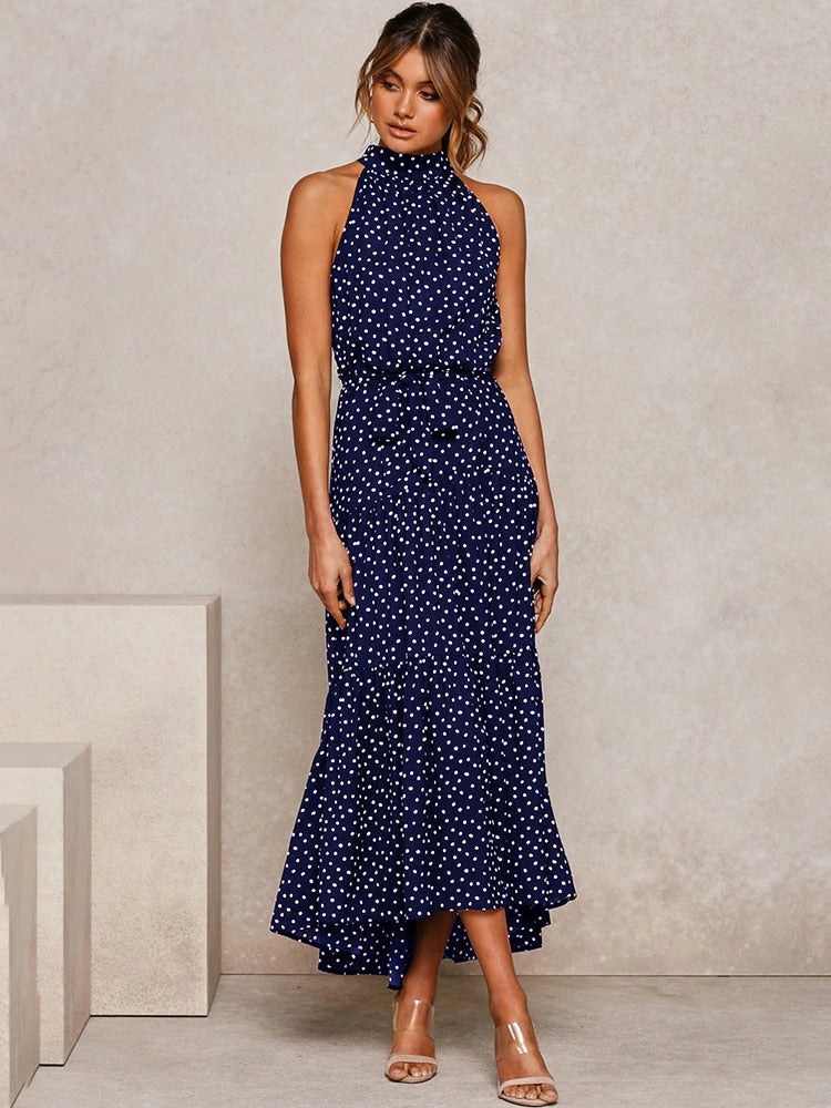 Valenzora | Polka dot halter dress
