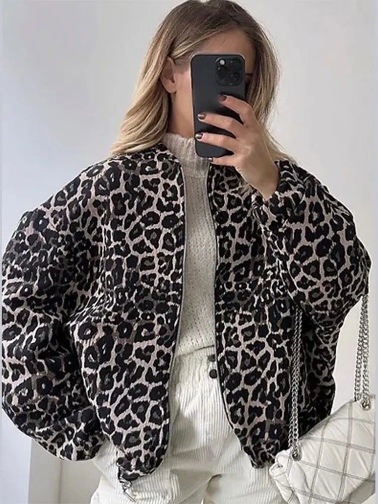 Valenzora | Retro Long Sleeve Leopard Jacket