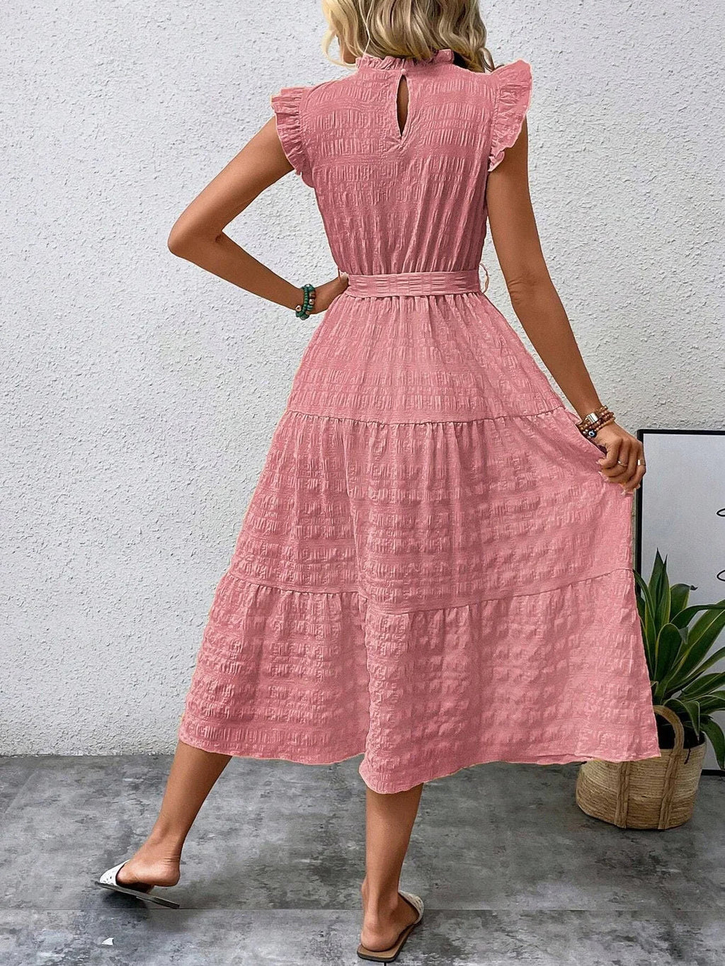Valenzora | Cotton dress with ruffled sleeves