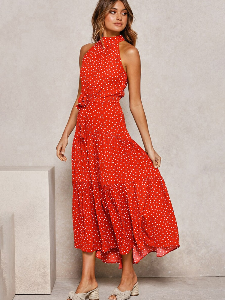 Valenzora | Polka dot halter dress
