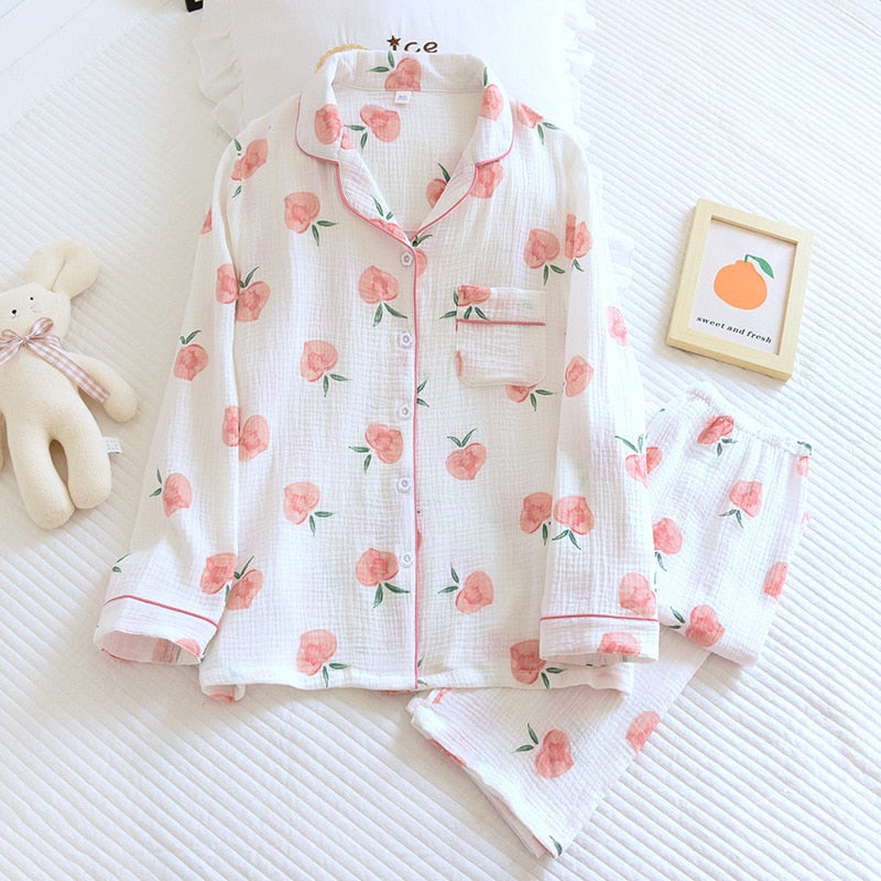 Valenzora | Schlafanzug-Set aus Baumwolle für Damen Peach