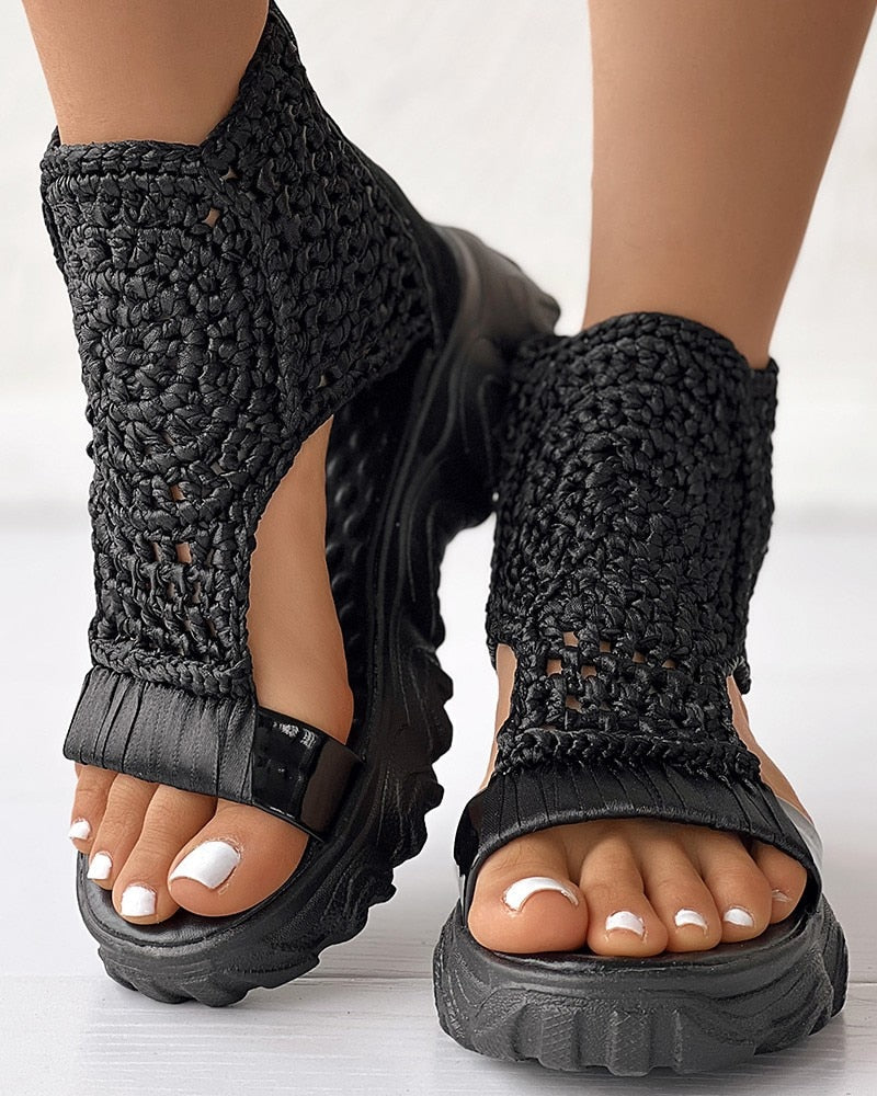 Valenzora Braided Geometry Sandals | Women's Summer Wedge Sandals