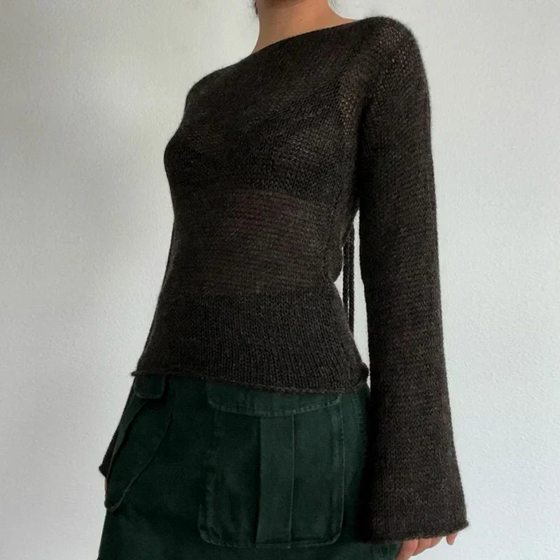 Valenzora | Locker sitzender Strickpullover mit Glockenärmeln