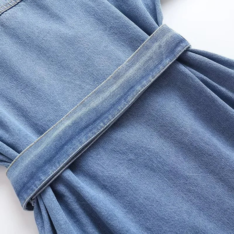 Valenzora | Long Denim Trench Coat for Women