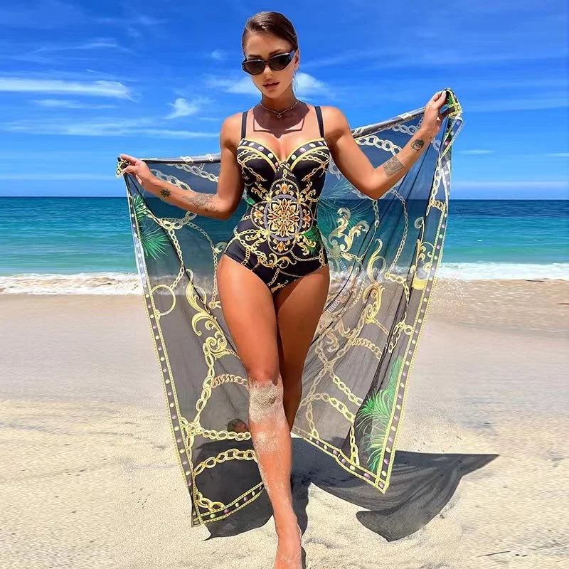 Valenzora | Luxury New Two Piece Women's Bikini Set Push Up Floral Print Bikini Strappy Bandage Swimwear Brazilian Biquini Swimsuit