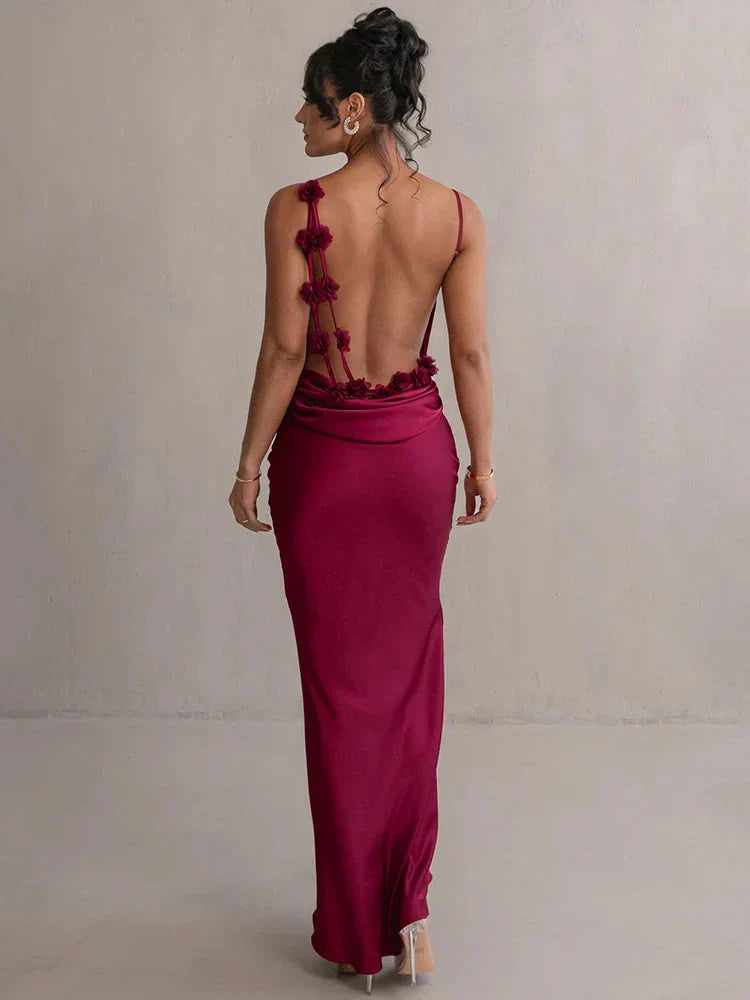 Valenzora | Satin dress with flowers