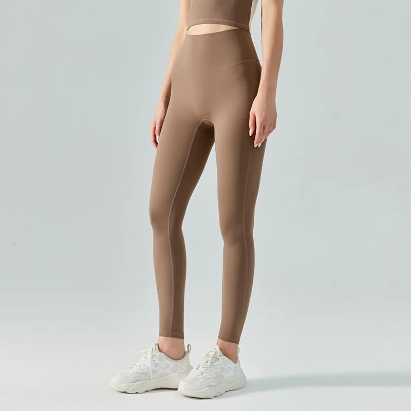 Valenzora | Emily Sportswear Naked High-Waisted Tight Yoga Pants Double-Sided Brushed Peach Butt-Lifting Running Sports Fitness Leggings