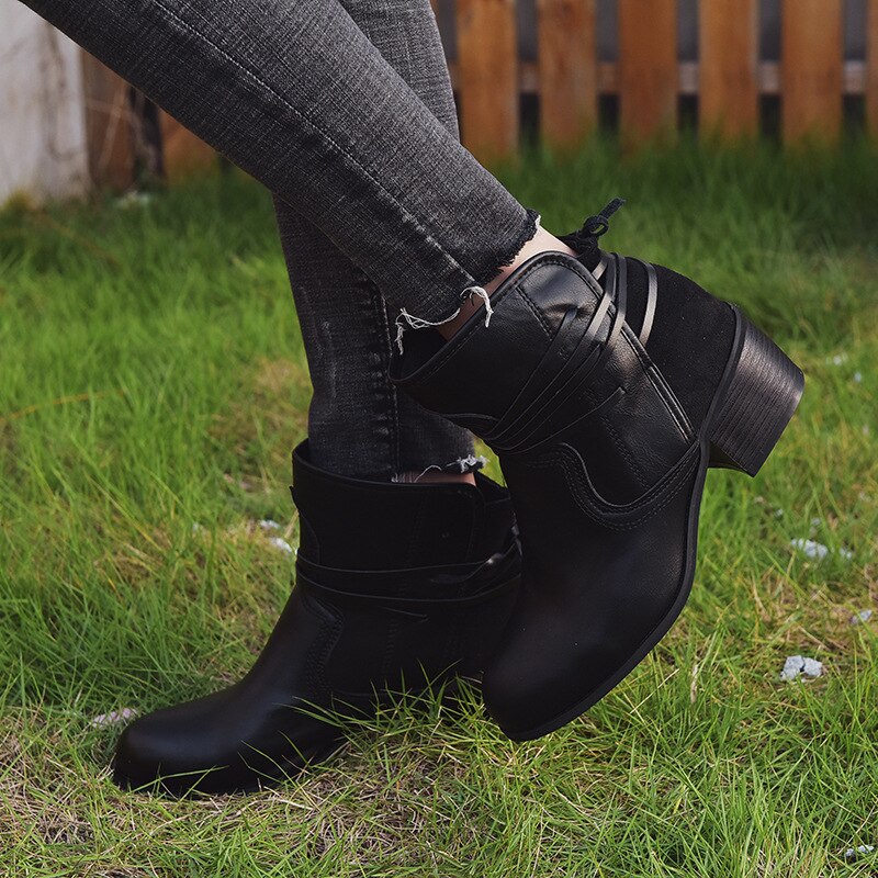 Damen Vintage Schnürstiefel