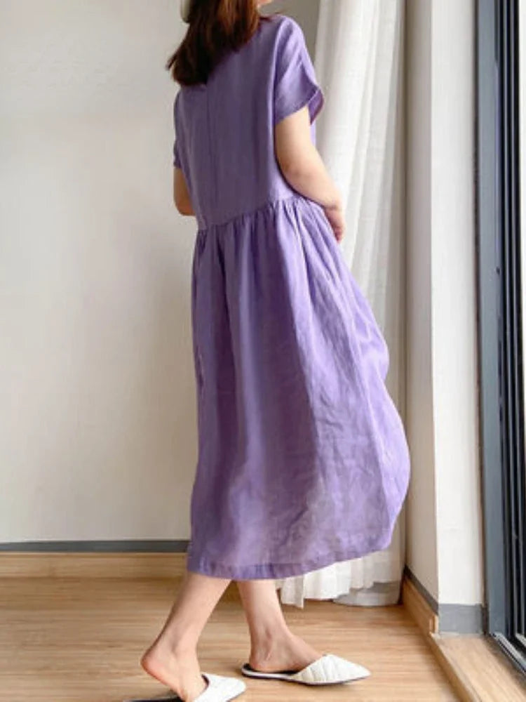 Valenzora | Solid Color Midi Dress Made of