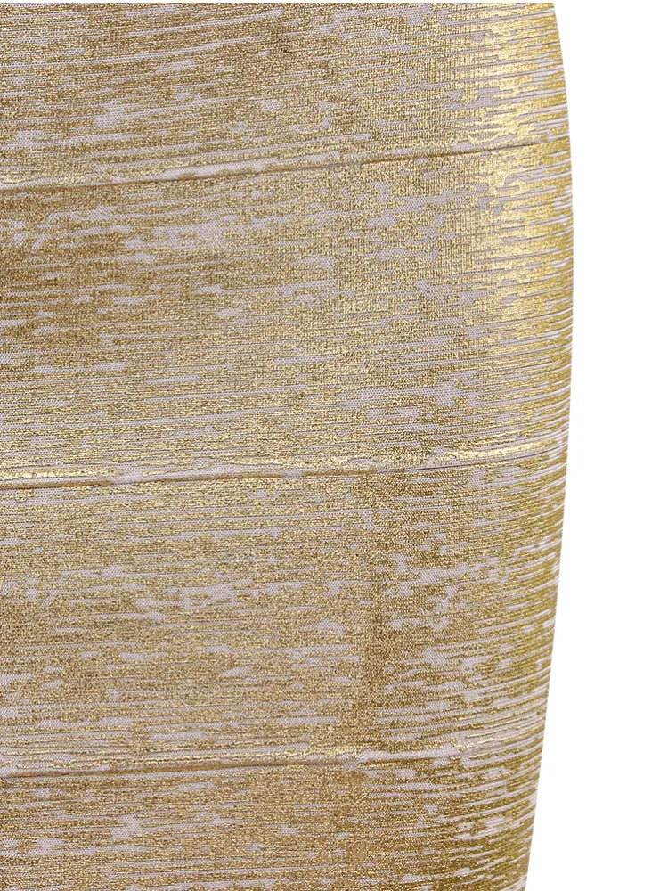 Valenzora | Wholesale Women's Summer Fashion Sexy Gold Bronze Bandage Skirt Designer Nightclub Bodycon Pencil Skirt Faldas 46cm