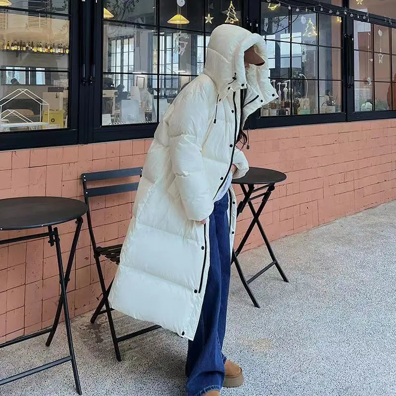 Valenzora | Long Stylish Down Jacket T-Shirt with Hood