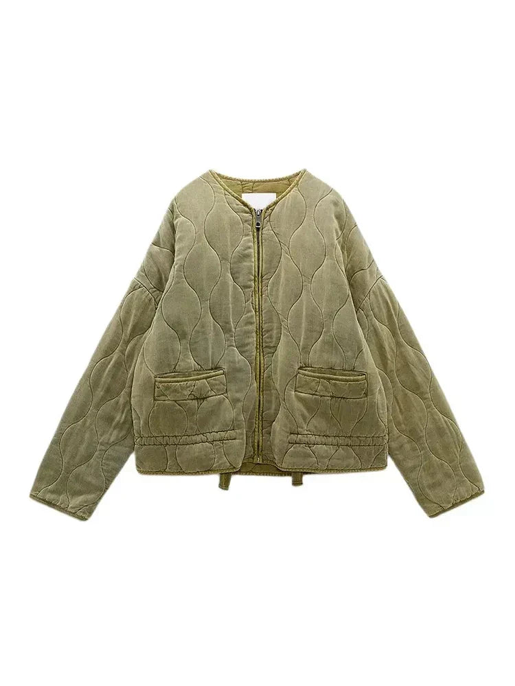 Valenzora | Padded solid-color zip-up jacket