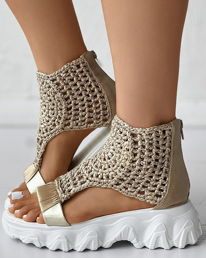 Valenzora Braided Geometry Sandals | Women's Summer Wedge Sandals