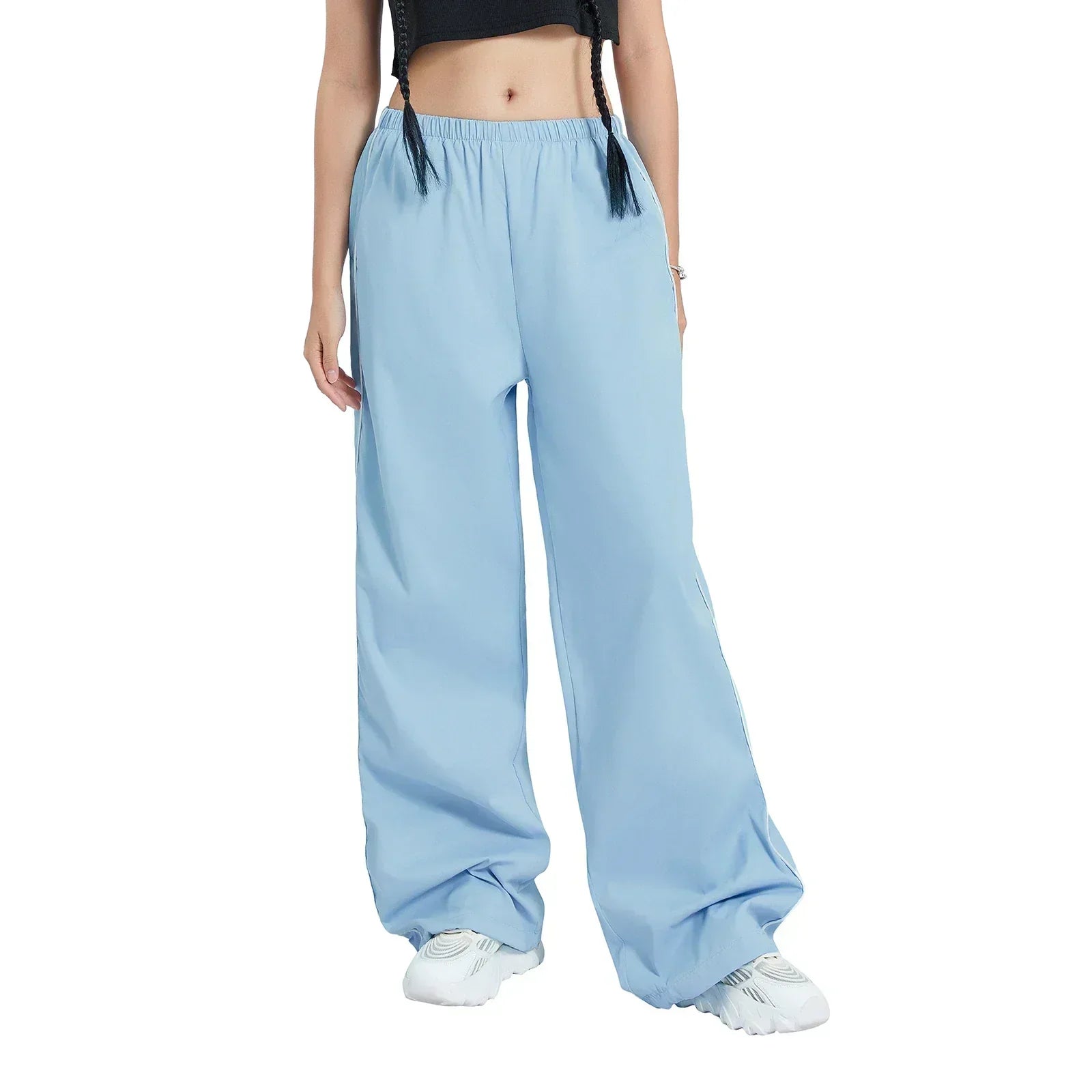 Valenzora | Women's Y2K Elastic Waist Cargo Pants Loose Solid Color Jogging Pants Tracksuit Bottoms with Pockets Streetwear