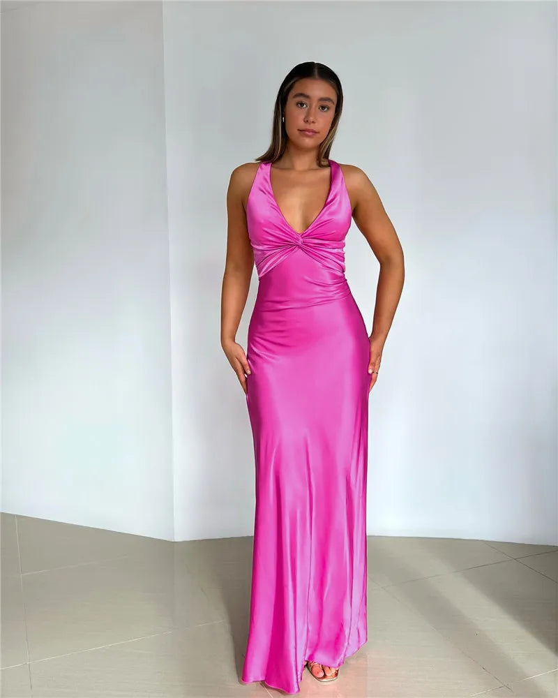 Valenzora | Bow Backless Evening Maxi Dress