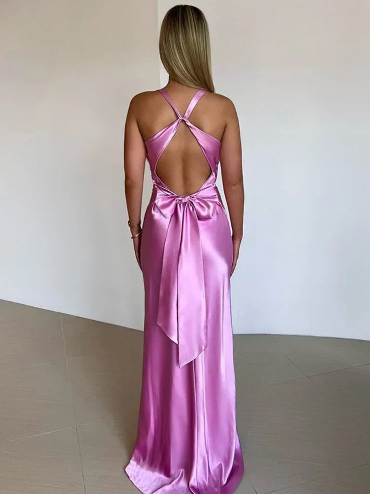 Valenzora | Bow Backless Evening Maxi Dress