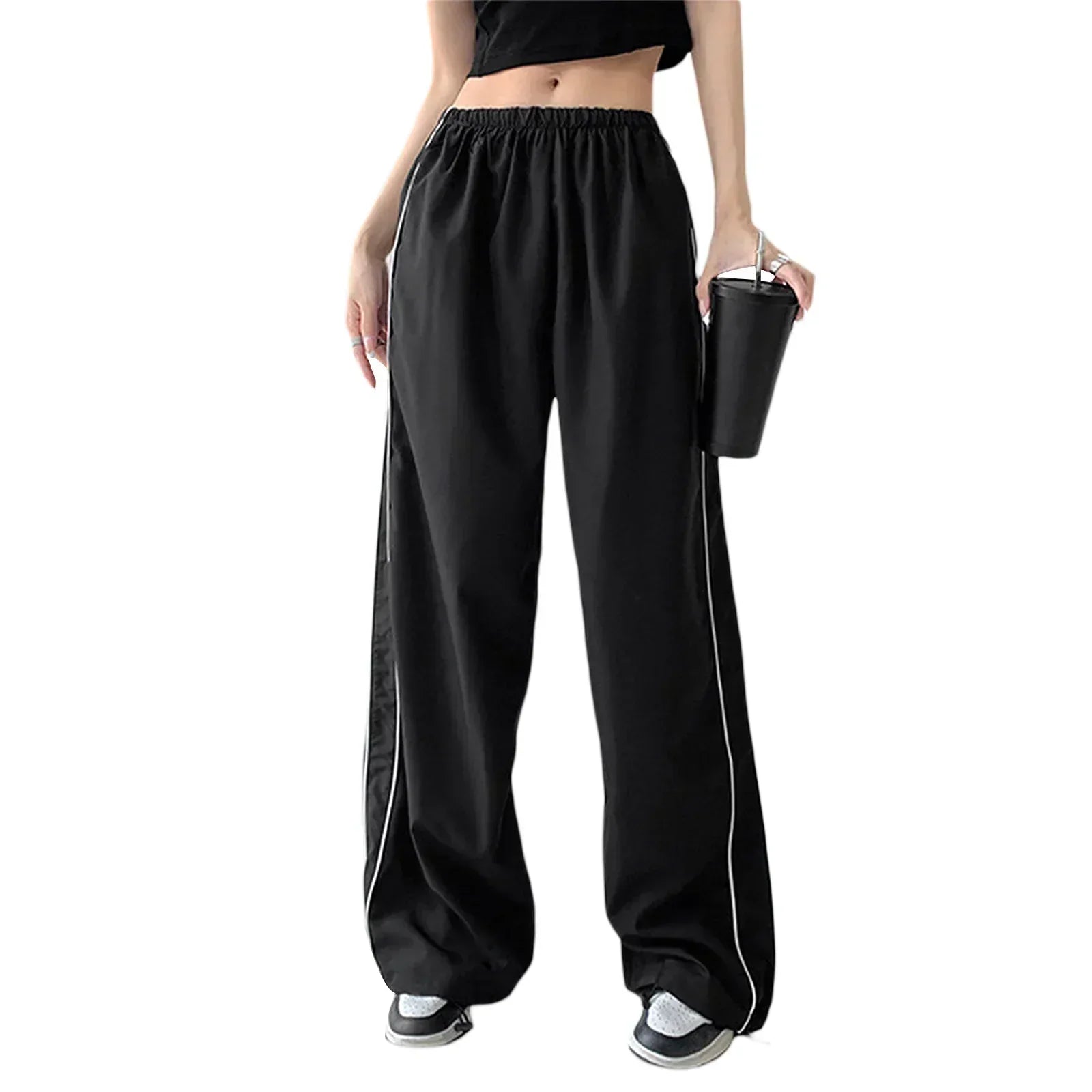 Valenzora | Women's Y2K Elastic Waist Cargo Pants Loose Solid Color Jogging Pants Tracksuit Bottoms with Pockets Streetwear