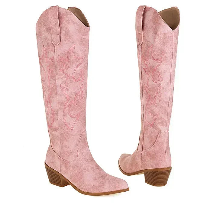 Valenzora | Knee-high suede cowboy boots for women