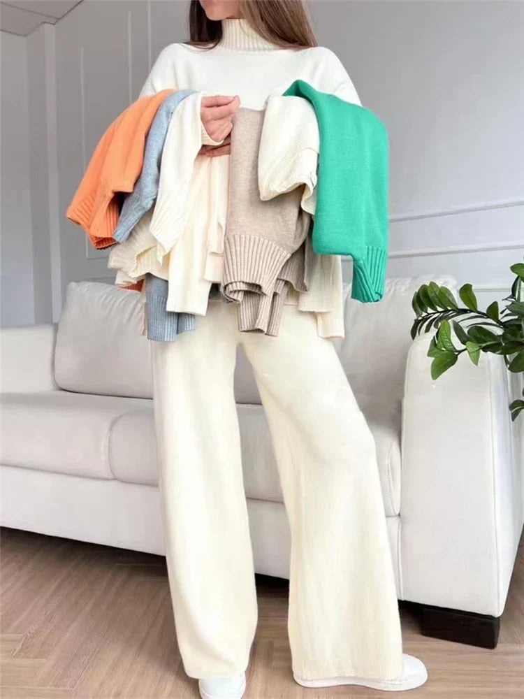 Valenzora | 3-piece loungewear set - knitted women's sweater and trousers