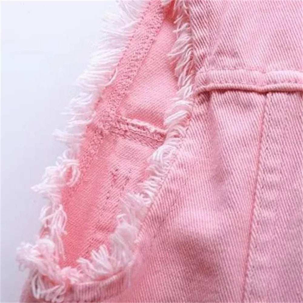Valenzora | Denim Vest Sleeveless Frayed Button Closure Classic Collar Casual Fit