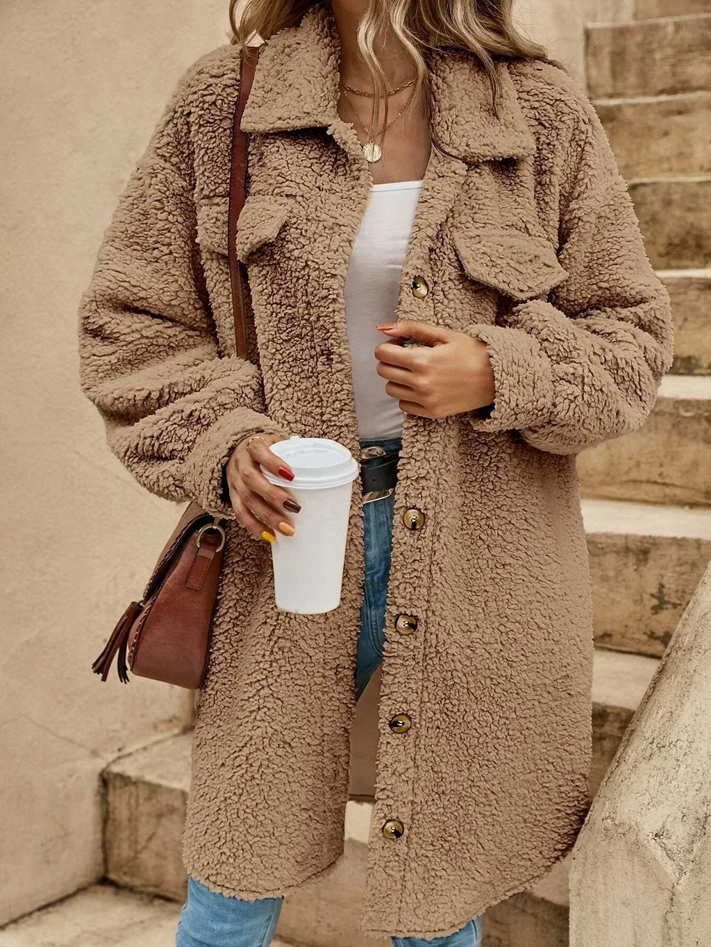Valenzora - Women's button-up coat with eye-catching buttons