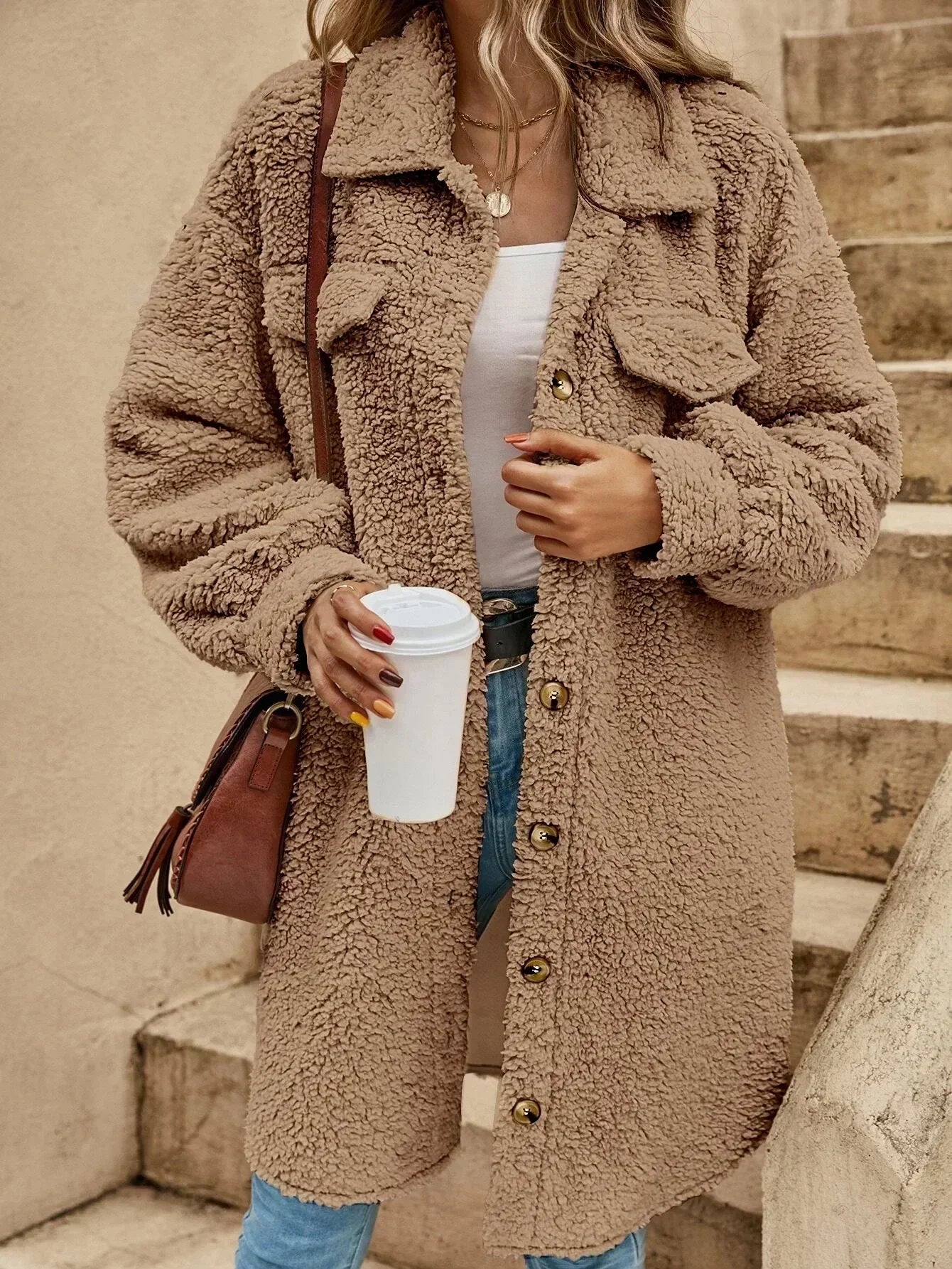 Valenzora - Women's button-up coat with eye-catching buttons