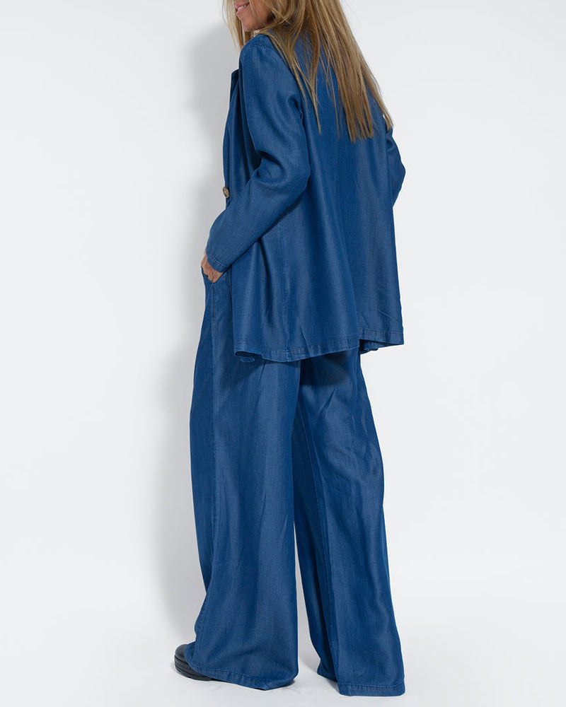 Valenzora | Elegant 2-piece linen set: wide-leg trousers & vest