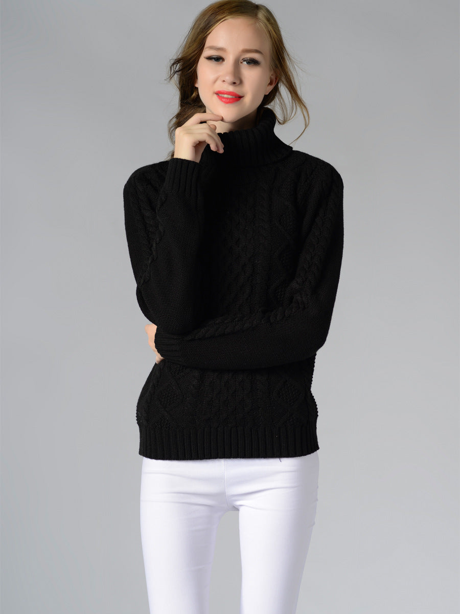 Celina™ - Women's long-sleeved roll-neck sweater with cable knit