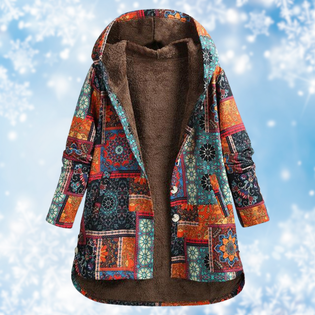 Printed jacket with hood