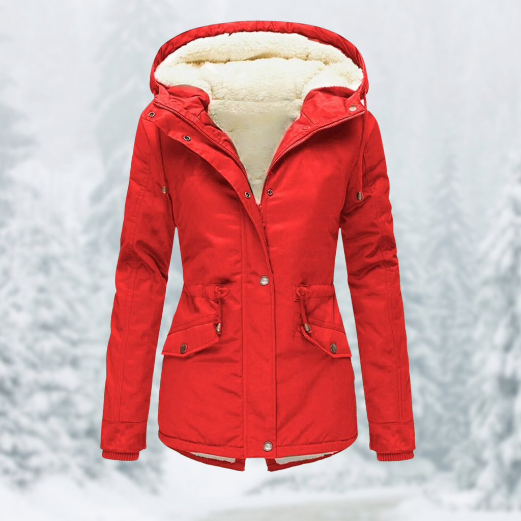 Women's jacket with hood and drawstring