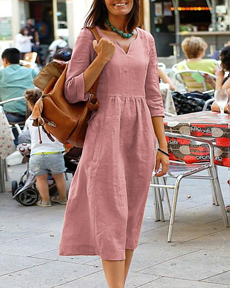 Valenzora | Elegant Linen Tunic Dress - Stylish linen dress for a sophisticated look