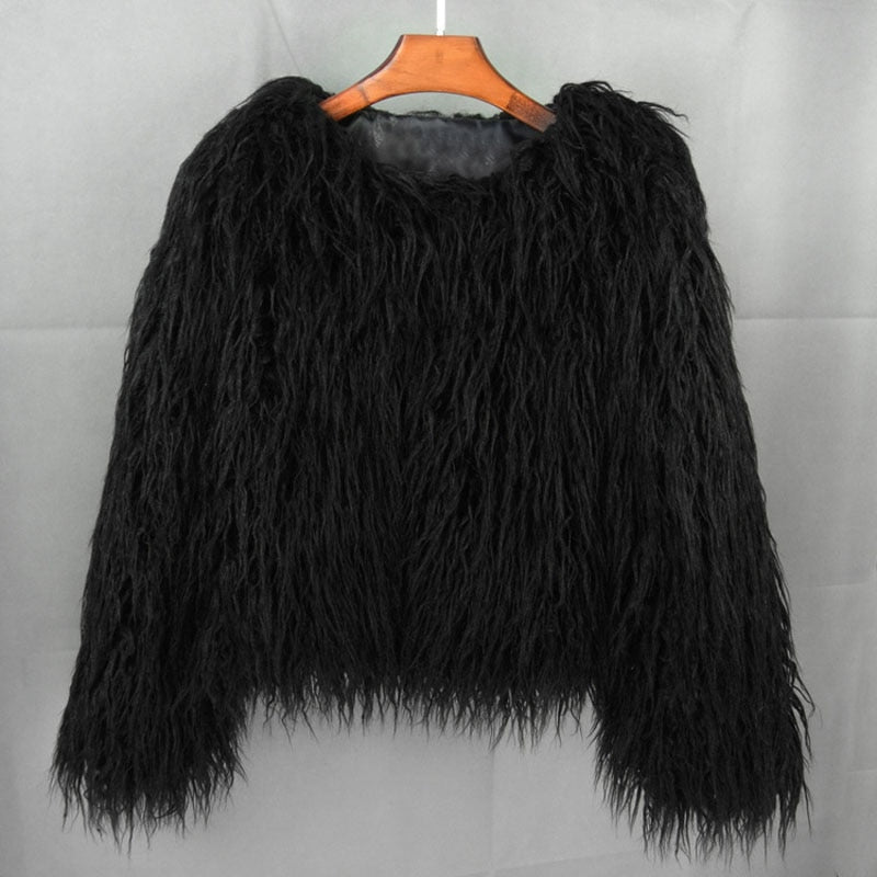 Valenzora coat for women, thick, warm faux fur coat