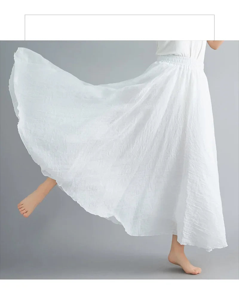 Valenzora | Fashion Cotton Linen Clothing Women's Skirts Maxi Y2K Elegant Beach Saia Ropa Mujer Casual Dress Boho Long Skirts Faldas Harajuku
