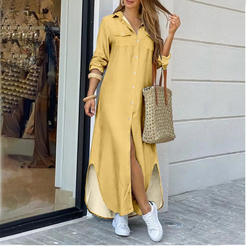 Valenzora | Langes lässiges Hemdblusenkleid