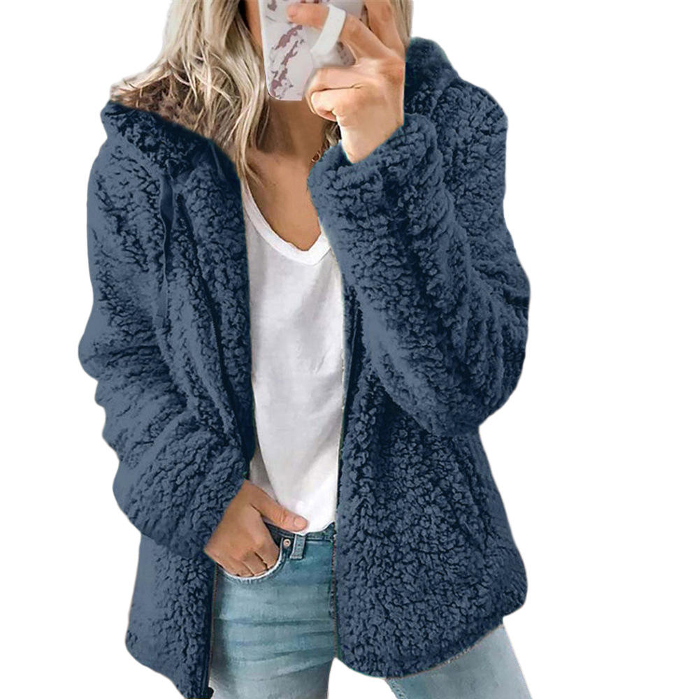 Valenzora Women's Fashion | Elegant Bear Teddy Fur Coat: Soft fleece coat with pockets and zipper