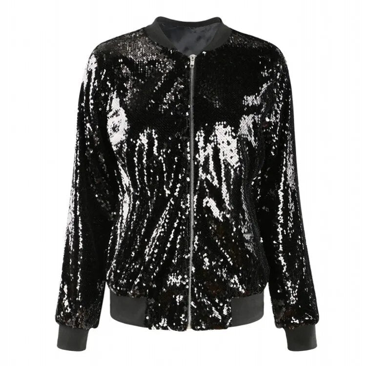 Valenzora | Sequined coat bomber jacket
