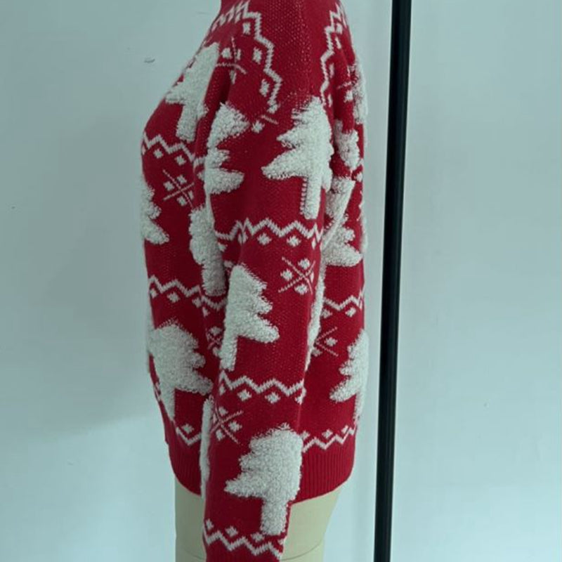 Valenzora - Hässlicher Weihnachtspullover - Strickpullover mit 3D-Weihnachtsbaum-Print