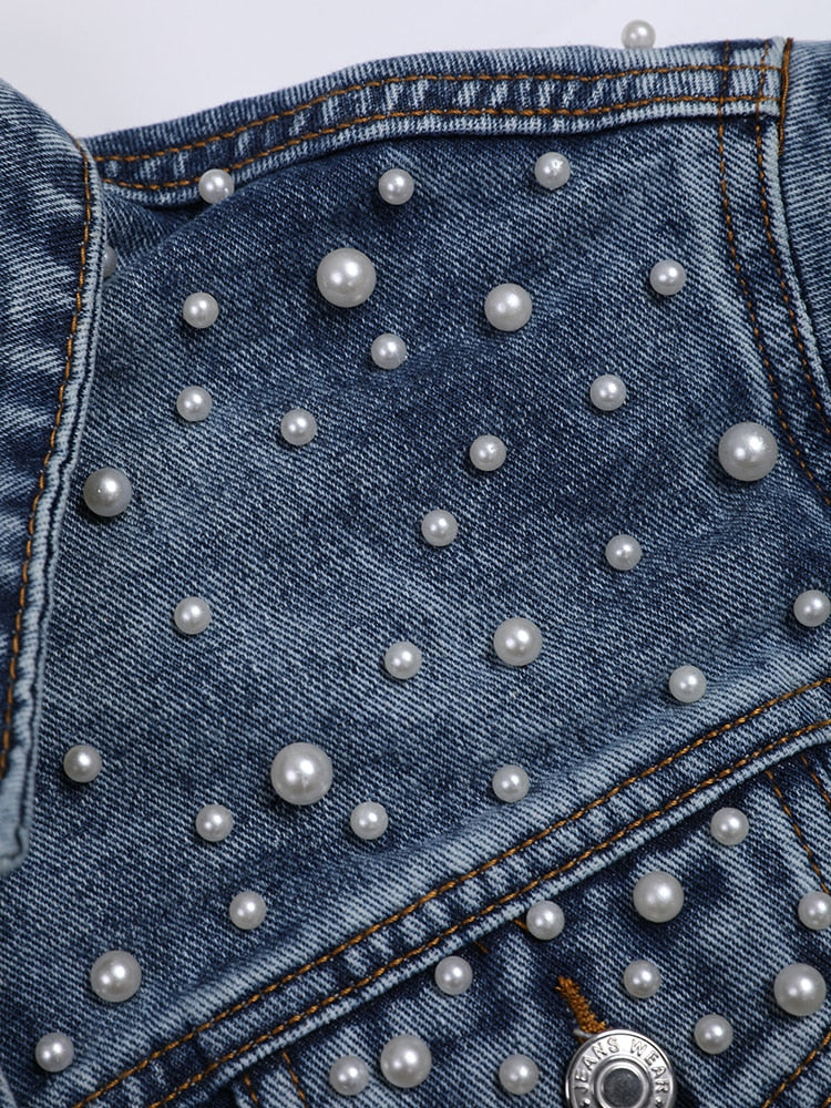 Valenzora Exclusive Lina Denim Jacket | Denim favorite with stylish pearl embellishment