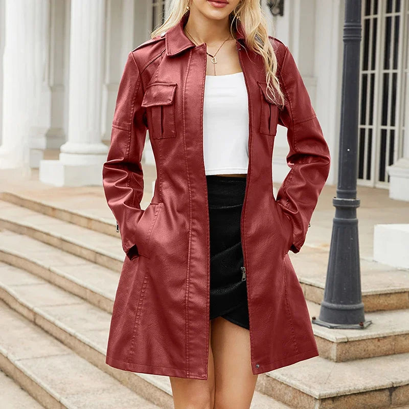 Slim jacket made of faux leather