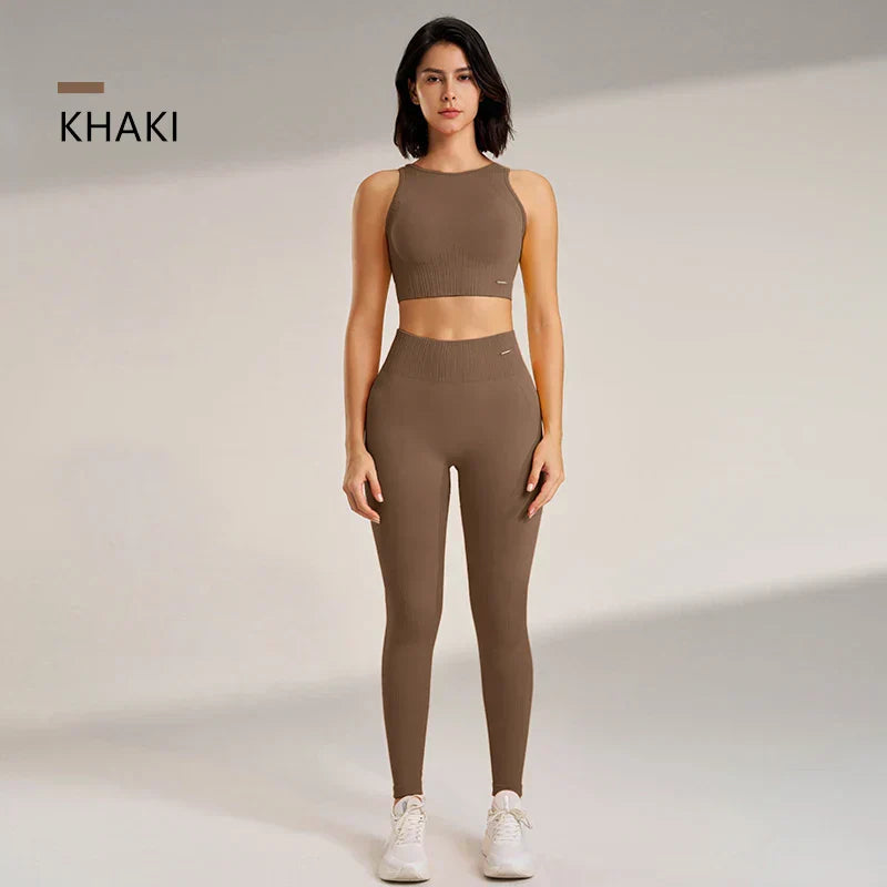 Valenzora | Seamless Yoga Set - High-Waisted Leggings & Top Two-Piece Fitness Outfit