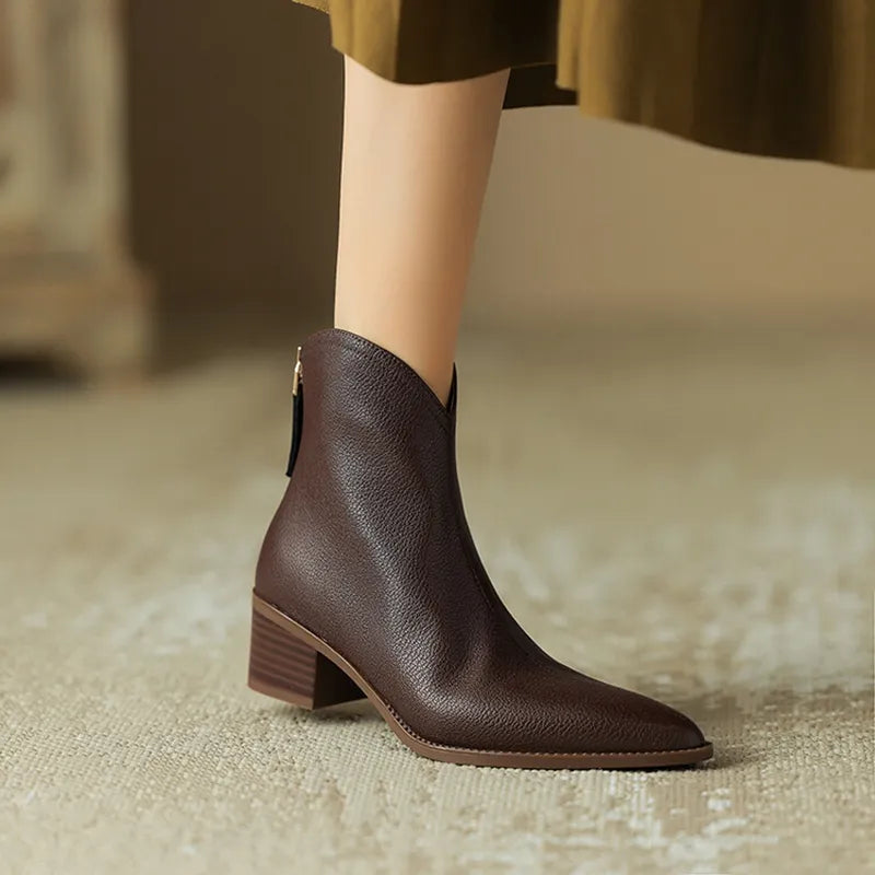 pointed leather boots