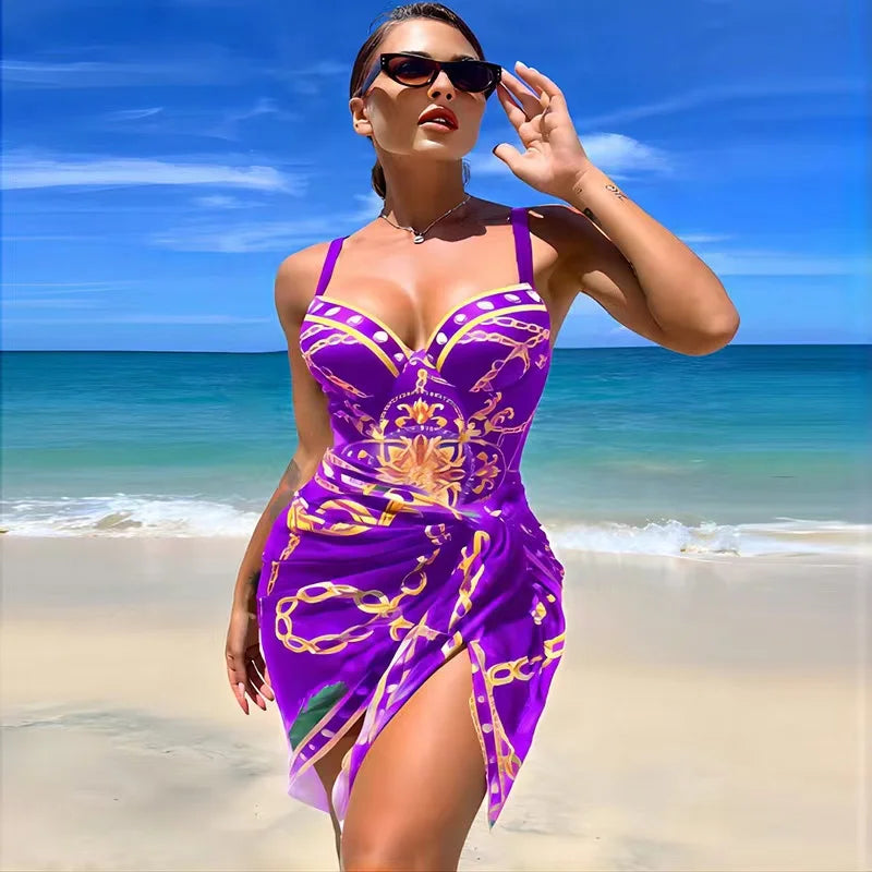 Valenzora | Luxury New Two Piece Women's Bikini Set Push Up Floral Print Bikini Strappy Bandage Swimwear Brazilian Biquini Swimsuit